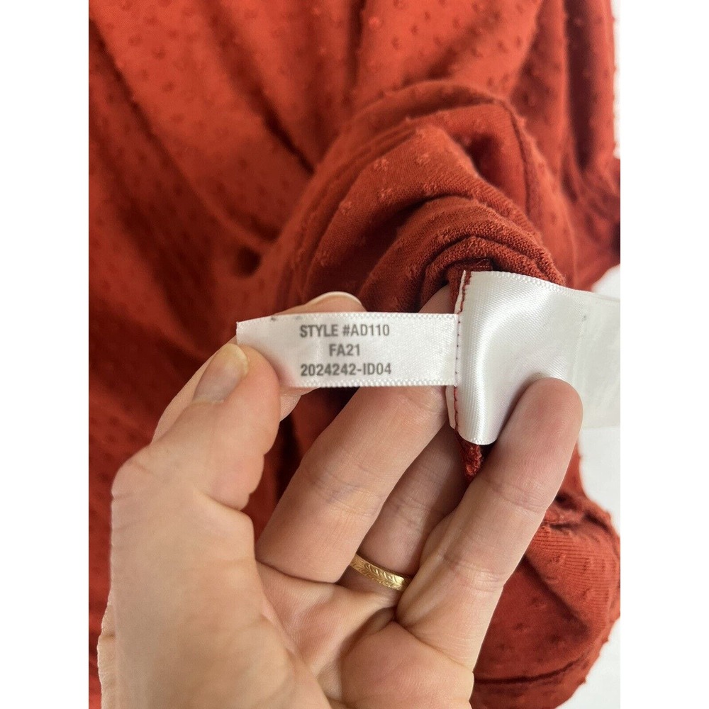 Madewell Size Medium Clipdot Ruffle Top Clay Brown - Picture 6 of 6